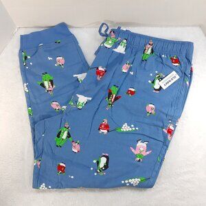 Old Navy Flannel Jogger Womens XXL Blue Penguins Pajama Lounge Pants NWT